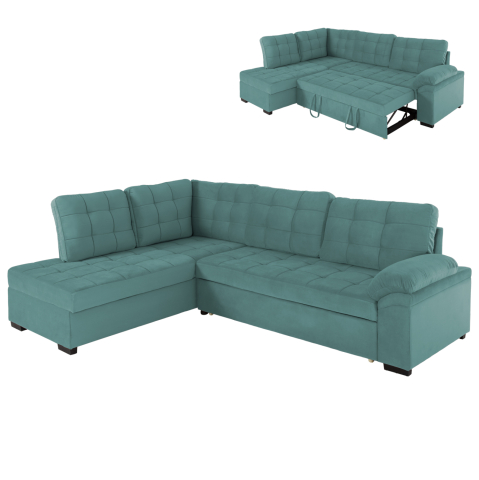 Canapele de colt - SOFABED LEFT CORNER JADE HM3144.04L SEAFOAM GREEN VELVET 250x80-180x73-88Hcm.