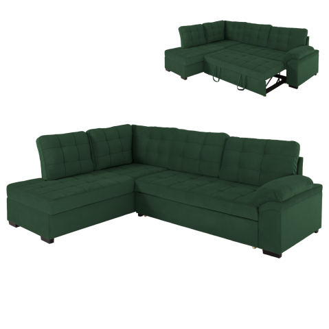 Canapele de colt - SOFABED LEFT CORNER JADE HM3144.05L CYPRESS GREEN VELVET 250x80-180x73-88Hcm.