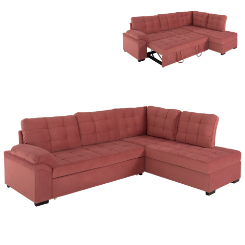 Canapele de colt - SOFABED RIGHT CORNER JADE HM3144.03R DUSTY PINK VELVET 250x80-180x73-88Hcm.