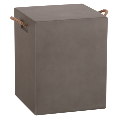 Taburete - SQUARE STOOL WITH ROPE HANDLES ZAK HM6581.01 FIBER CEMENT IN GREY 36x36x45.5Hcm.