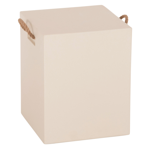Taburete - SQUARE STOOL WITH ROPE HANDLES ZAK HM6581.02 FIBER CEMENT IN BEIGE 36x36x45.5Hcm.