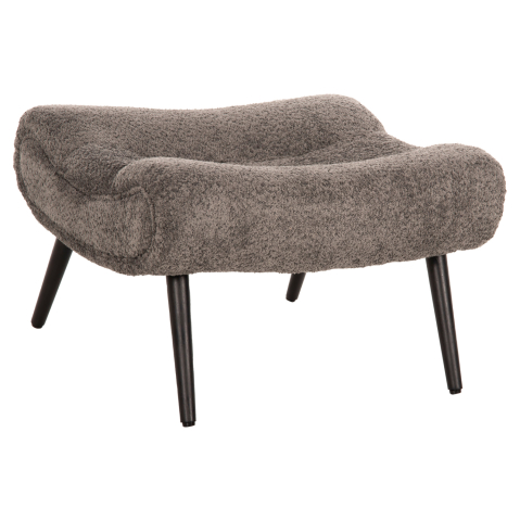 Taburete - STOOL-FOOTREST BRYM HM9606.01 GREY BOUCLE FABRIC-BLACK WOODEN LEGS 68X58X40Hcm.