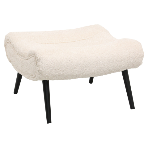 Taburete - STOOL-FOOTREST BRYM HM9606.06 ECRU BOUCLE FABRIC-BLACK WOODEN LEGS 68X58X40Hcm.