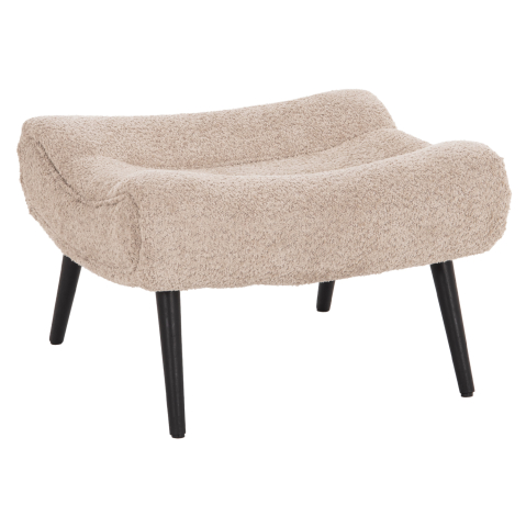 Taburete - STOOL-FOOTREST BRYM HM9606.08 BEIGE/BROWN BOUCLE FABRIC-BLACK WOODEN LEGS 69X61X41Hcm.