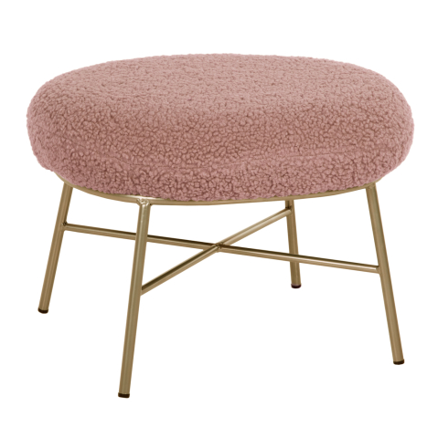 Taburete - STOOL FOOTREST TRUDI HM8640.22 DUSTY PINK BOUCLE FABRIC AND GOLD METAL BASE 56x47x40Hcm.