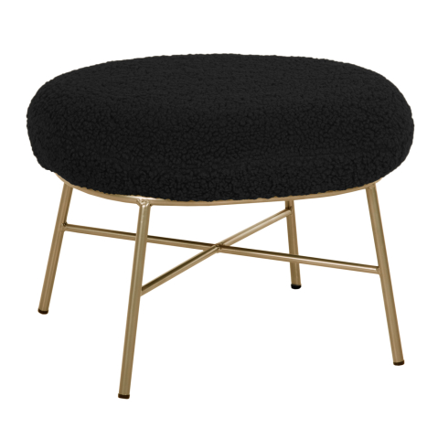 Taburete - STOOL FOOTREST TRUDI HM8640.24 BLACK BOUCLE FABRIC AND GOLD METAL BASE 56x47x40Hcm.
