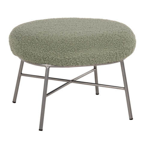 Taburete - STOOL FOOTREST TRUDI HM8640.27 PISTACHIO GREEN BOUCLE FABRIC AND SILVER METAL BASE 56x47x40Hcm.