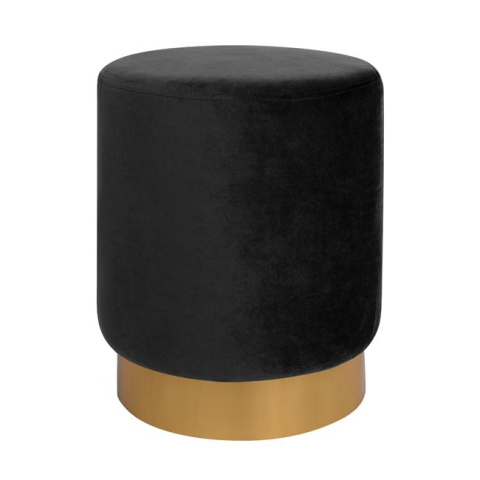 Taburete - Stool Levy HM8408.04 Black Velvet with gold base D35x43 cm.