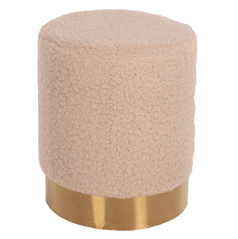 Taburete - STOOL LEVY HM8408.20 BOUCLE FABRIC ECRU-GOLD BASE Φ35x42Hcm.