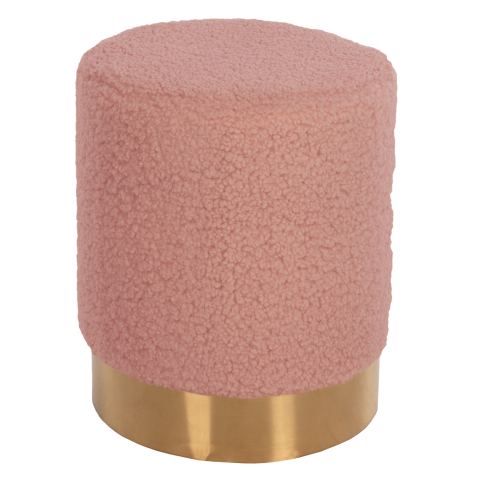 Taburete - STOOL LEVY HM8408.22 BOUCLE FABRIC DUSTY PINK-GOLD BASE Φ35x42Hcm.