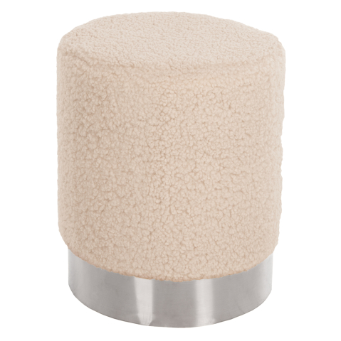 Taburete - STOOL LEVY HM8408.23 BOUCLE FABRIC WHITE-SILVER BASE Φ35x42Hcm.