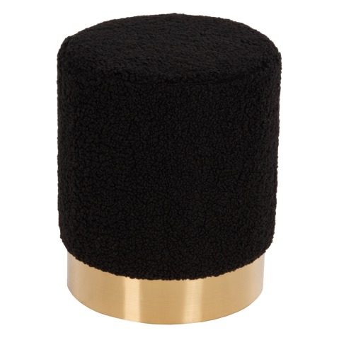 Taburete - STOOL LEVY HM8408.24 BOUCLE FABRIC BLACK-GOLD BASE Φ35x42Hcm.