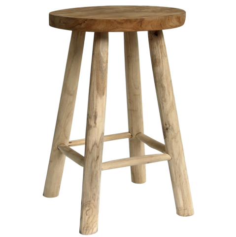 Scaune de bar - STOOL MADE OF TEAK WOOD NATURAL Φ35x62Hcm.HM9479