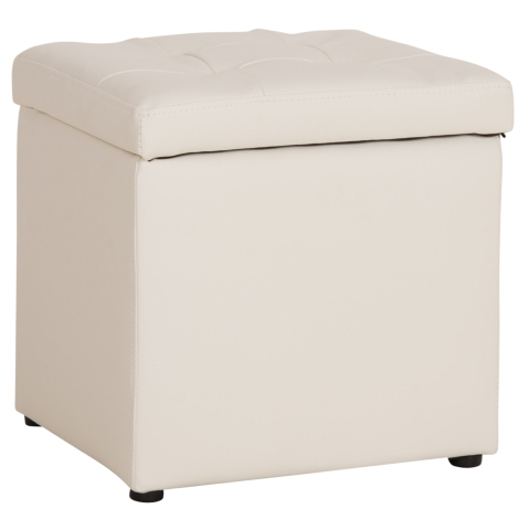 Interior - Stool PRO CUBE HM224.02 PU with storage space- white 38x38x36.5Hcm