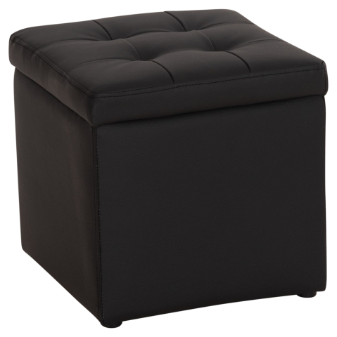 Interior - Stool PU with storage space black cube HM224.01 38x38x36.5Hcm
