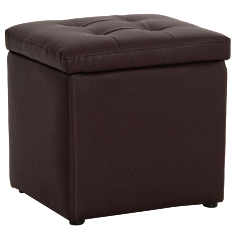 Interior - Stool PU with storage space Brown cube HM224.03--38x38x36.5Hcm