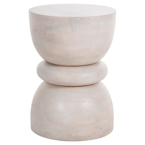 Taburete - STOOL ROUND COIL HM9703 SOLID MANGO WOOD IN WHITE COLOR Φ35x51Hcm.