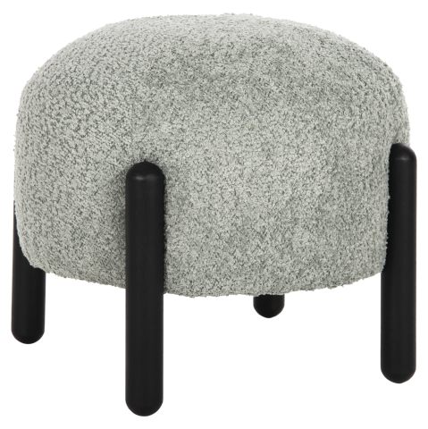 Taburete - STOOL ROUND EWAN HM9596.05 PISTACHIO GREEN BOUCLE FABRIC-BLACK METAL LEGS Φ45x36Hcm.