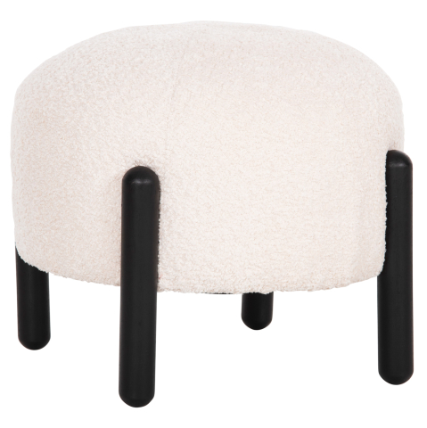 Taburete - STOOL ROUND EWAN HM9596.06 ECRU BOUCLE FABRIC-BLACK METAL LEGS Φ45x36Hcm.