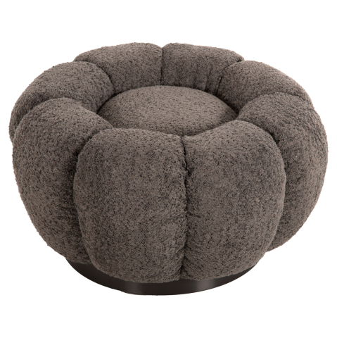 Taburete - STOOL ROUND GRYMM HM9602.01 GREY BOUCLE-BLACK METAL BASE Φ60x31Hcm.
