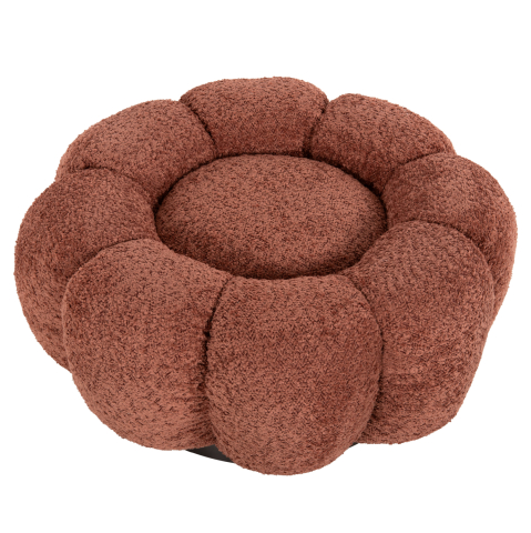 Taburete - STOOL ROUND GRYMM HM9602.02 PINK BOUCLE-BLACK METAL BASE Φ60x31Hcm.
