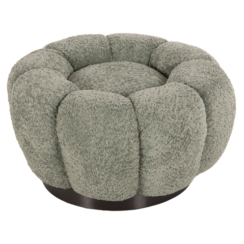 Taburete - STOOL ROUND GRYMM HM9602.05 PISTACHIO GREEN BOUCLE-BLACK METAL BASE Φ60x31Hcm.