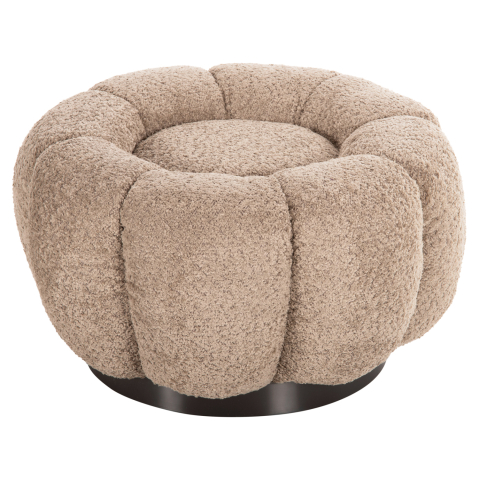 Taburete - STOOL ROUND GRYMM HM9602.08 BEIGE BOUCLE-BLACK METAL BASE Φ60x31Hcm.