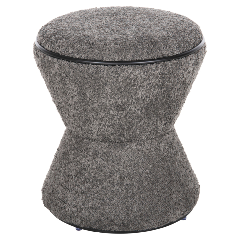 Taburete - STOOL ROUND LINNER HM9604.01 BOUCLE FABRIC GREY-BLACK DETAIL D38x44 cm.