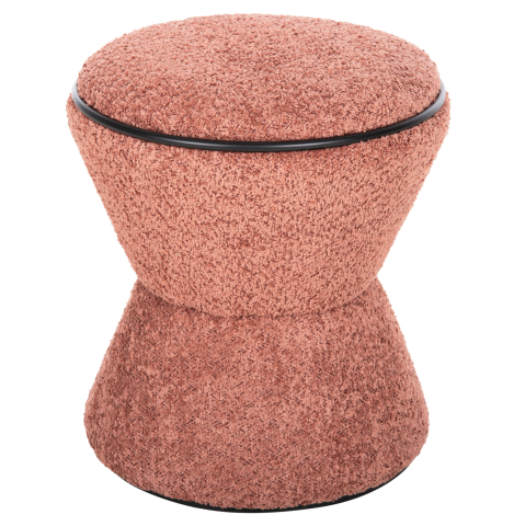 Taburete - STOOL ROUND LINNER HM9604.02 BOUCLE FABRIC PINK-BLACK DETAIL D38x44 cm.