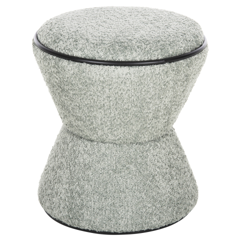 Taburete - STOOL ROUND LINNER HM9604.05 BOUCLE FABRIC PISTACHIO GREEN-BLACK DETAIL D38x44 cm.