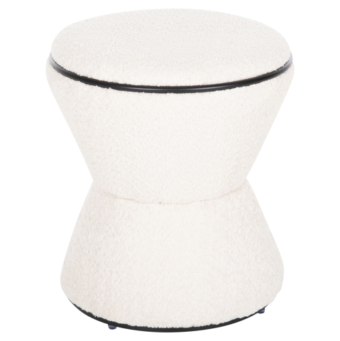 Taburete - STOOL ROUND LINNER HM9604.06 BOUCLE FABRIC ECRU-BLACK DETAIL D38x44 cm.