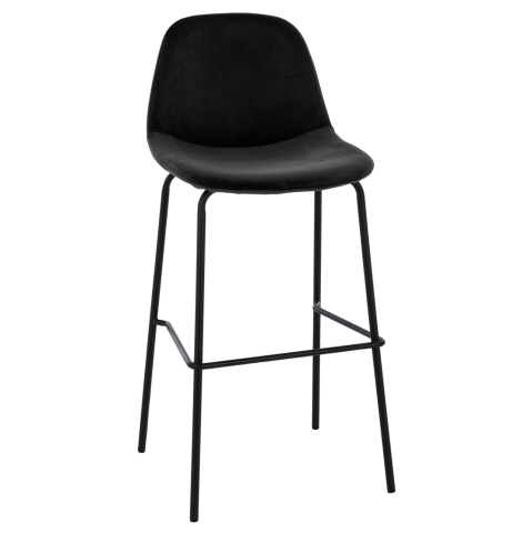 Scaune de bar - STOOL VINCENT HM8579.14, VELVET BLACK, METAL FRAME 56,5x47x106 cm.