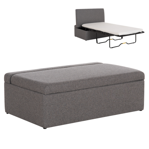 Interior - STOOL WITH FOLDING BUNK BED and MATTRESS INGE HM3343.01 GREY FABRIC 166x75x40Hcm.