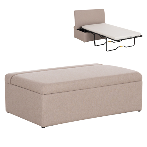 Interior - STOOL WITH FOLDING BUNK BED and MATTRESS INGE HM3343.02 BEIGE FABRIC 166x75x40Hcm.