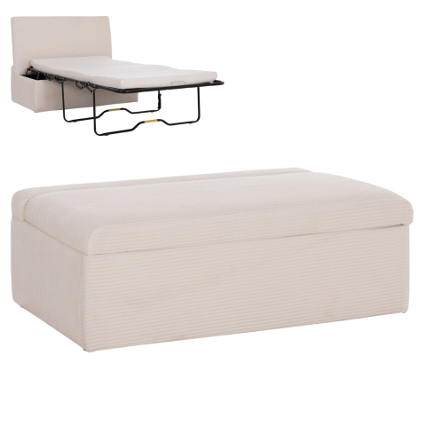 Interior - STOOL WITH FOLDING BUNK BED and MATTRESS INGE HM3343.42 BEIGE CORDUROY FABRIC 118x74x42Hcm.