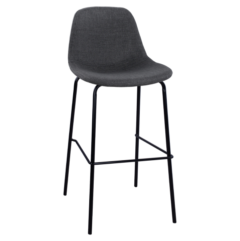 Scaune de bar - Stool with metallic frame and fabric in grey color 47x50x106cm HM8579.10