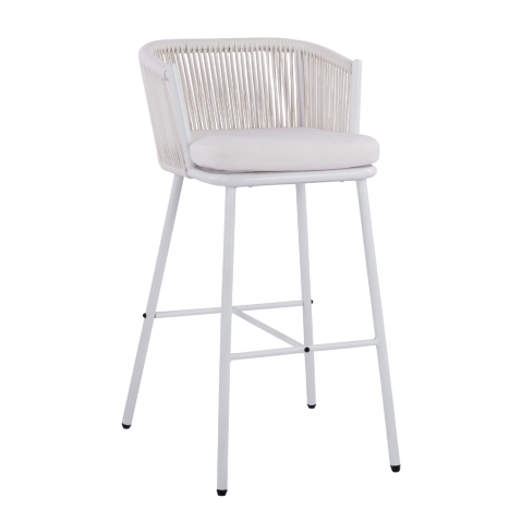 Taburete - Stool with metallic frame and rope white HM5714.03 46x54x101 cm