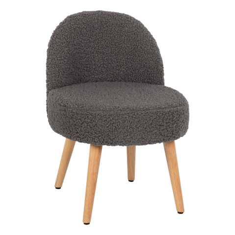 Taburete - STOOL YASMINE HM8395.21 LOW BACKREST- BOUCLE FABRIC IN GREY COLOR-WOODEN LEGS 47x46x64,5Hcm.