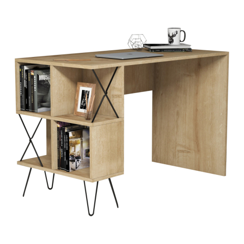 Birouri - STUDY DESK HM9509.01 MELAMINE NATURAL OAK WITH SHELVES 120x60x78.8Hcm.