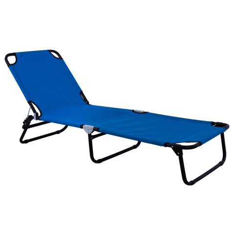Sezlong-uri - SUNBED HM5278 BLACK METALLIC WITH BLUE WATERPROOF FABRIC