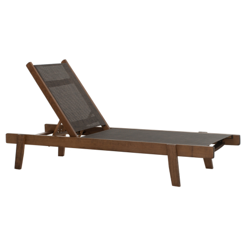 Sezlong-uri - SUNBED PROFESSIONAL CRETA BEECH WOOD IN WALNUT COLOR and BROWN TEXTILENE 200x61-66x31-91Hcm.HM10356.04
