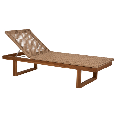 Sezlong-uri - SUNLOUNGER PATRON HM5993 TEAK WOOD-VIRO ROPE WICKER 191x65x86Hcm.