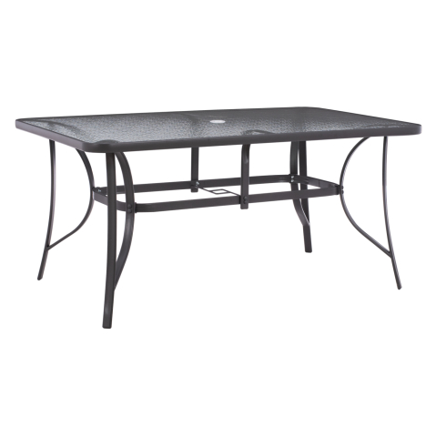 Mese - TABLE 150X90Χ75cm. METALLIC RECTANGULAR GRAY WITH UMBRELLA HOLE D38cm HM5145.11