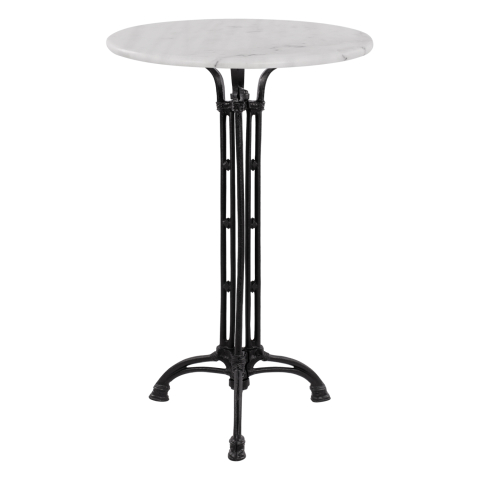 Mese - TABLE BRIELLE HM5890 WITH CAST IRON TREFOIL LEGS AND MARBLE TOP Φ60x110Hcm.