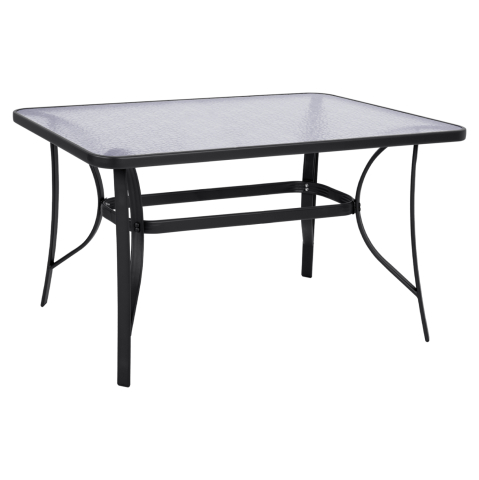Mese - TABLE BRUNO HM5106.01 METALLIC IN GREY COLOR WITH TEMPERED GLASS TABLETOP 140Χ80Χ72Hcm.