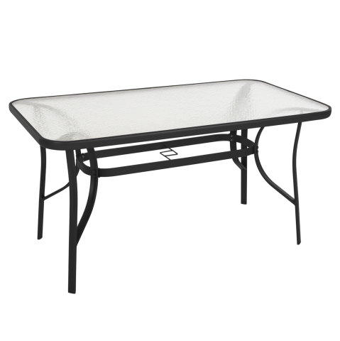 Mese - TABLE BRUNO HM5106.03 METALLIC IN BLACK WITH TEMPERED GLASS TABLETOP 140Χ80Χ72Hcm.