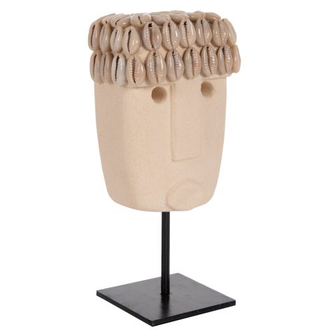Decoratiuni pentru masa - TABLE DECOR FACE HM4313 PARAS STONE IN BLACK METAL STAND 9x6x19Hcm.