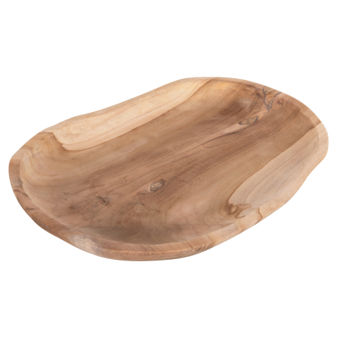 Decoratiuni pentru masa - TABLE DECOR HM4293 OVAL TREY MADE OF RECYCLED TEAK WOOD 45x35x4H cm.