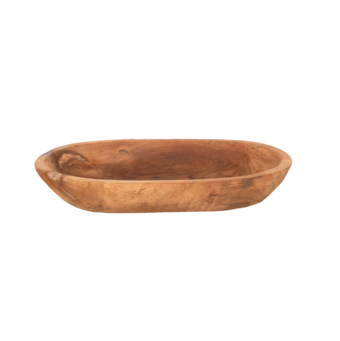 Decoratiuni pentru masa - TABLE DECOR HM4294 OVAL BOWL RECYCLED TEAK IN NATURAL COLOR 55x30x7Hcm.