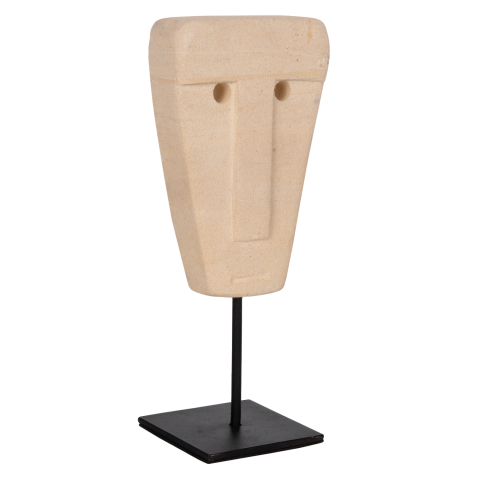 Decoratiuni pentru masa - TABLE DECOR HM4312 FACE MADE OF PARAS STONE-BLACK METAL STAND 9x3x22Hcm.